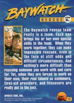 1995 Sports Time Baywatch #47 The Baywatch Rescue Team Really Is a Team Back
