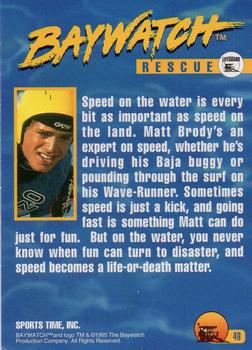 1995 Sports Time Baywatch #49 Speed on the Water Is Every Bit As Important Back