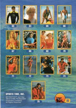 1995 Sports Time Baywatch #99 Checklist 3 Back