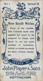 1905 Player's Countries Arms & Flags #1 New South Wales Back