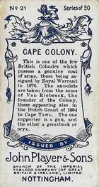 1905 Player's Countries Arms & Flags #21 Cape Colony Back