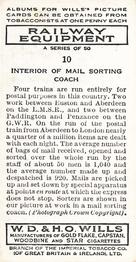 1938 Wills's Railway Equipment #10 Interior of Mail Sorting Coach Back