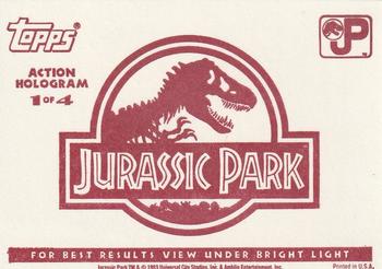 1993 Topps Jurassic Park - Amberchrome Action Holograms #1 Velociraptor Back