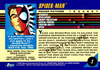 1992 Impel Marvel Universe - Promos #1 Spider-Man Back