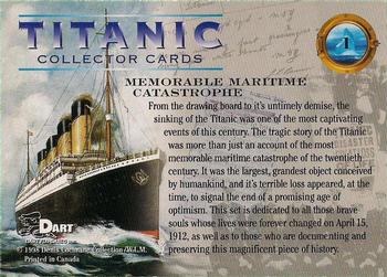 1998 Dart Titanic #1 Memorable Maritime Catastrophe Back