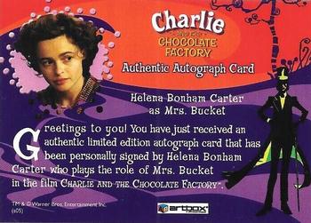 2005 ArtBox Charlie and the Chocolate Factory - Autographs #NNO Helena Bonham Carter Back