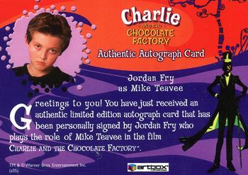 2005 ArtBox Charlie and the Chocolate Factory - Autographs #NNO Jordan Fry Back