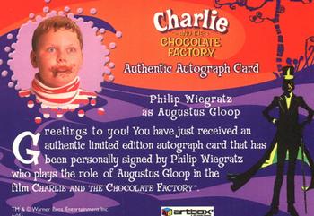 2005 ArtBox Charlie and the Chocolate Factory - Autographs #NNO Philip Wiegratz Back