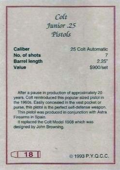 1993 Performance Years Great Guns! #18 Colt Junior .25 Pistols Back