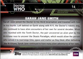 2016 Topps Doctor Who Extraterrestrial Encounters #16 Sarah Jane Smith Back