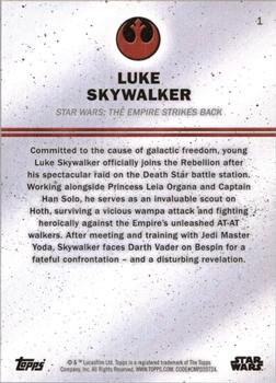 2016 Topps Star Wars Card Trader #1 Luke Skywalker Back