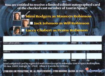 1998 Inkworks Lost in Space Movie - Autographs #NNO Redemption Card Back