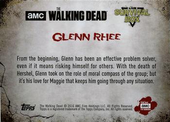2016 Topps The Walking Dead Survival Box #5A Glenn Rhee Back