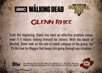 2016 Topps The Walking Dead Survival Box #5 Glenn Rhee Back