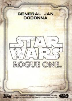2016 Topps Star Wars Rogue One Series 1 #17 General Jan Dodonna Back