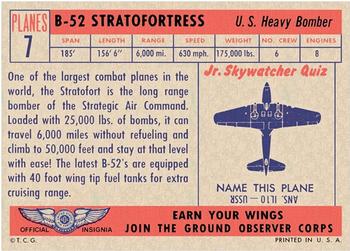1957 Topps Planes (R707-2) - Red Back #7 B-52 Stratofortress Back
