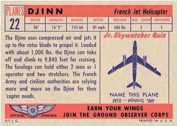 1957 Topps Planes (R707-2) - Red Back #22 Djinn Back