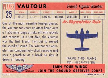 1957 Topps Planes (R707-2) - Red Back #25 Vautour Back