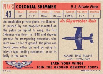 1957 Topps Planes (R707-2) - Red Back #43 Colonial Skimmer Back