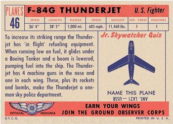1957 Topps Planes (R707-2) - Red Back #46 F-84G Thunderjet Back