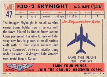 1957 Topps Planes (R707-2) - Red Back #47 F3D-2 Skynight Back