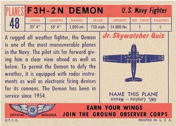 1957 Topps Planes (R707-2) - Red Back #48 F3H-2N Demon Back