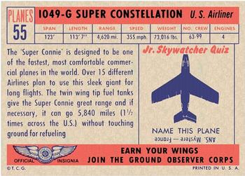1957 Topps Planes (R707-2) - Red Back #55 1049-G Super Constellation Back