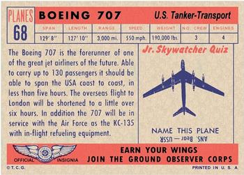 1957 Topps Planes (R707-2) - Red Back #68 Boeing 707 Back