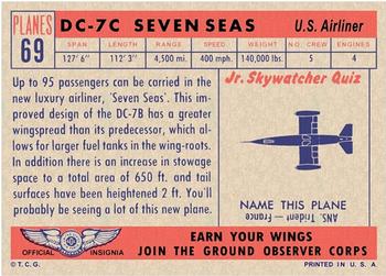 1957 Topps Planes (R707-2) - Red Back #69 DC-7C Seven Seas Back