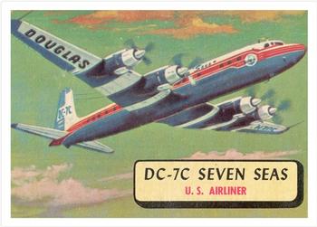 1957 Topps Planes (R707-2) - Red Back #69 DC-7C Seven Seas Front