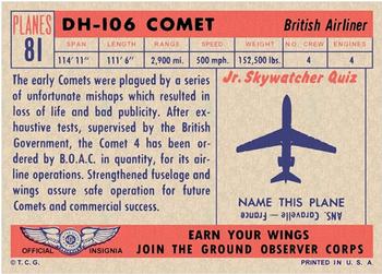 1957 Topps Planes (R707-2) - Red Back #81 DH-106 Comet Back