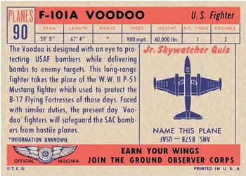 1957 Topps Planes (R707-2) - Red Back #90 F-101A Voodoo Back
