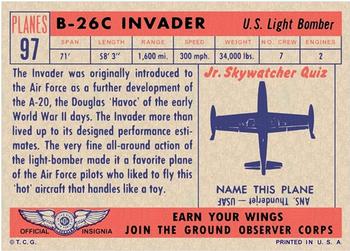 1957 Topps Planes (R707-2) - Red Back #97 B-26C Invader Back