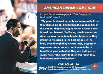 2009 Topps President Obama - Gold Foil Stamp #82 American Dream Come True Back