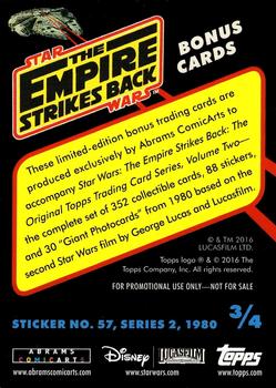 2016 Abrams Topps Empire Strikes Back Book Bonus Cards #3 Sticker #57 Back