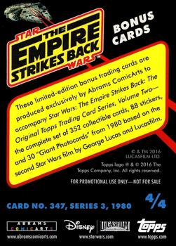 2016 Abrams Topps Empire Strikes Back Book Bonus Cards #4 Card #347 Back
