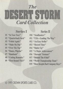 1991 Crown Sports Desert Storm #NNO Header / Checklist Back