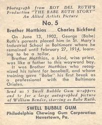 1948 Swell Babe Ruth Story #5 Brother Matthias Back