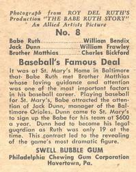 1948 Swell Babe Ruth Story #8 Baseball's Famous Deal Back