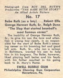 1948 Swell Babe Ruth Story #17 The Slap That Started Baseball's Most Famous Career Back