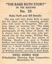 1948 Swell Babe Ruth Story #25 Babe Ruth / William Bendix Back