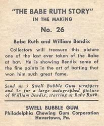 1948 Swell Babe Ruth Story #26 Babe Ruth / William Bendix Back