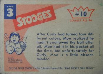 1959 Fleer The Three Stooges #10 Come on, give back that baseball! We know you swallowed it. Back