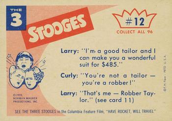 1959 Fleer The Three Stooges #12 Hold still - I'm a tailor! Back