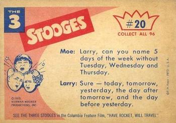 1959 Fleer The Three Stooges #20 How do you like this for a fancy finish. Back