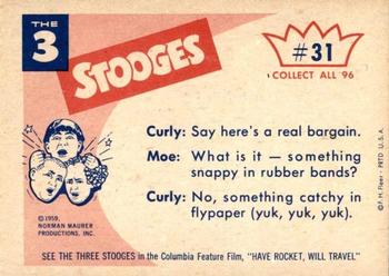 1959 Fleer The Three Stooges #31 Bargain Hunters. Back