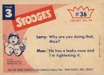 1959 Fleer The Three Stooges #36 Get your nose out of my business! Back