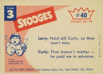 1959 Fleer The Three Stooges #40 I never miss - except with the first shot. Back