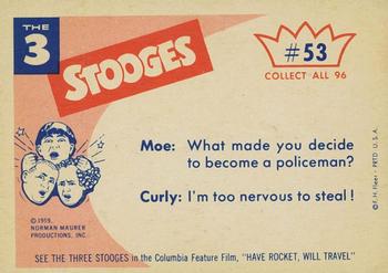 1959 Fleer The Three Stooges #53 That's an order - a quart of milk and 3 doughnuts. Back