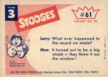 1959 Fleer The Three Stooges #61 We never took a lesson in our lives! Back